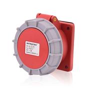 Intratec prise encastrable inclinée CEE 32A 400V IP67 5 pôles 6h rouge/gris, IEC60309, triphasé, industriel