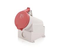 Intratec prise murale CEE 32A 400V IP44 6h rouge/gris, IEC60309, qualité industrielle, boîtier dérivation