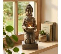 INtrenDU Statue Bouddha avec bougeoir 39 cm (Bronze)