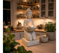 INtrenDU Statue Bouddha avec bougeoir 39 cm (crème)