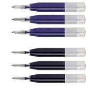 Intrepid Lot de 6 recharges d'encre gel pour stylos Cross Roadster, Sheaffer ion, Vice, Penatia Gelicious et Matrix, 3 noirs et 3 bleus avec mastic gel pour une longue durée de vie