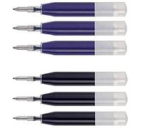 Intrepid Lot de 6 recharges pour stylos roller Sheaffer Ion, Cross Ion, Roadster, Vice, Penatia Gelicious et Matrix, 3 recharges noires et 3 bleues