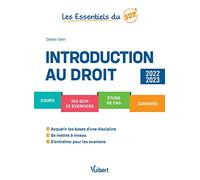 Introduction au droit 2022/2023: Cours - QCM - Exercices - Étude de cas - Corrigés - Méthodologie