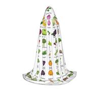 (Introduction de divers légumes) Cape à capuche imprimée pour adolescents fête costumée Halloween Cape à capuche douce et élastique, S