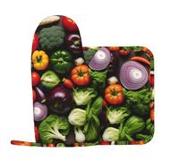 Introduction de divers légumes impression four gants de cuisine en silicone pour la cuisson quotidienne en plein air grillade équipement de sécurité