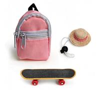 Introti Accessoires de dragons barbus avec sac à dos, chapeau réglable et mini skateboard, costume de dragon barbu vêtements pour lézards, hamster, tortue, petits animaux