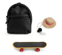 Introti Accessoires de dragons barbus avec sac à dos, chapeau réglable et mini skateboard, costume de dragon barbu vêtements pour lézards, hamster, tortue, petits animaux