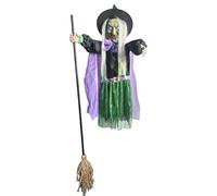 Introti Animatronique de sorcière planante animée pour Halloween, jardin, cour, pelouse (vert)