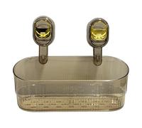 Introti Boîte de rangement à ventouse pour salle de bain sans perçage, réutilisable, multifonction, étagère amovible, panier de rangement transparent à suspendre pour shampooing, après-shampooing