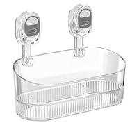 Introti Boîte de rangement à ventouse pour salle de bain sans perçage, réutilisable, multifonction, étagère amovible, panier de rangement transparent à suspendre pour shampooing, après-shampooing