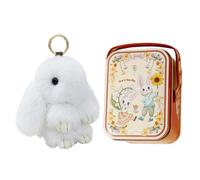Introti Boîte en étain portable créative de Pâques avec porte-clés en forme de lapin porte-bonheur, porte-bonbons, biscuits avec poignée pour décoration de fête d'anniversaire de mariage