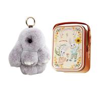 Introti Boîte en étain portable créative de Pâques avec porte-clés en forme de lapin porte-bonheur, porte-bonbons, biscuits avec poignée pour décoration de fête d'anniversaire de mariage
