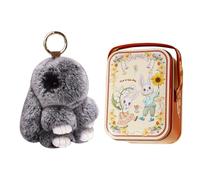 Introti Boîte en étain portable créative de Pâques avec porte-clés en forme de lapin porte-bonheur, porte-bonbons, biscuits avec poignée pour décoration de fête d'anniversaire de mariage