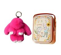 Introti Boîte en étain portable créative de Pâques avec porte-clés en forme de lapin porte-bonheur, porte-bonbons, biscuits avec poignée pour décoration de fête d'anniversaire de mariage