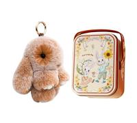 Introti Boîte en étain portable créative de Pâques avec porte-clés en forme de lapin porte-bonheur, porte-bonbons, biscuits avec poignée pour décoration de fête d'anniversaire de mariage