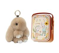Introti Boîte en étain portable créative de Pâques avec porte-clés en forme de lapin porte-bonheur, porte-bonbons, biscuits avec poignée pour décoration de fête d'anniversaire de mariage