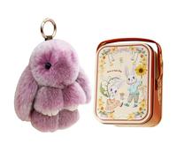 Introti Boîte en étain portable créative de Pâques avec porte-clés en forme de lapin porte-bonheur, porte-bonbons, biscuits avec poignée pour décoration de fête d'anniversaire de mariage