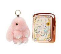 Introti Boîte en étain portable créative de Pâques avec porte-clés en forme de lapin porte-bonheur, porte-bonbons, biscuits avec poignée pour décoration de fête d'anniversaire de mariage