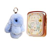 Introti Boîte en étain portable créative de Pâques avec porte-clés en forme de lapin porte-bonheur, porte-bonbons, biscuits avec poignée pour décoration de fête d'anniversaire de mariage