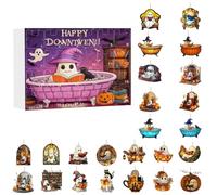 Introti Calendrier de l'Avent 2025 pour Halloween - 24 jours - Livre de lecture de fantôme mignon - Calendrier compte à rebours pour les amateurs d'Halloween, les vers de livres, les collectionneurs
