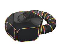 Introti Cercle Chat Tunnel 2-en-1 Grand Parc Pliable pour Animaux de Compagnie pour Chaton Lapin Lapin Furet