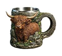 Introti Chope à bière avec poignée - Tasse à eau créative - Doublure en acier inoxydable - Tasse à café fantaisie pour bière, café, jus de fruits, bière et boissons