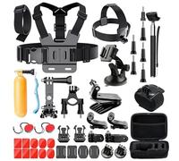 Introti Kit d'accessoires 49 en 1 pour caméra d'action compatible avec 13/12/11/10/9 Kit d'accessoires essentiels avec sangle de tête et support de vélo