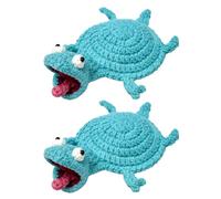 Introti Lot de 2 dessous de verre fantaisie en forme de lézards au crochet pour décoration d'intérieur et protection de table (bleu turquoise)