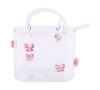 Introti Lot de 2 sacs à main en verre avec pailles, fabriqués à la main, verres à vin uniques pour jus de fruits, thé glacé, décoration de bar (rose)