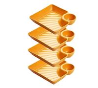 Introti Lot de 4 assiettes à raviolis réutilisables avec soucoupe carrée pour apéritif, sushis, taco, salsa, charcuterie