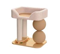 Introti Petit arbre à chat 5 en 1 pour chats d'intérieur - Poteaux à griffer en sisal, tour de lit souple et maison pour chat, jouet à suspendre avec balle + coussin réversible, base stable