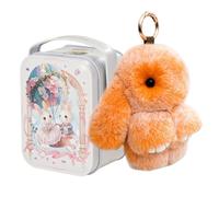 Introti Porte-clés lapin en peluche douce avec boîte en étain - Porte-clés de voiture en forme de lapin porte-bonheur - Cadeau de Pâques pour femmes et adolescents, Orange, 10.4*7.8cm/15cm