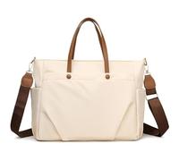 Introti Sac à bandoulière décontracté pour femme, sac à bandoulière étanche pour ordinateur portable, mallette polyvalente, blanc, 7.87*1.97*7.87inch