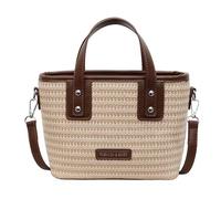 Introti Sac à bandoulière en crochet pour femme avec sangle réglable et poignée sur le dessus - Sac de plage étanche pour voyage, shopping, travail, usage social quotidien, kaki, 220*160*80mm