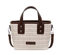 Introti Sac à bandoulière en crochet pour femme avec sangle réglable et poignée sur le dessus - Sac de plage étanche pour voyage, shopping, travail, usage social quotidien, blanc, 220*160*80mm