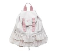 Introti Sac à dos à imprimé à pois avec cordon de serrage - Grande capacité - En nylon - Style vintage - Style décontracté - Pour étudiant - Pour filles et femmes - Pour voyage, shopping, blanc, L