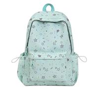 Introti Sac à dos pour ordinateur portable imprimé étoile grande capacité Sac à dos de voyage léger pour femmes élèves du primaire et du milieu, Vert, 300.00x200.00x440.00mm/11.81x7.87x17.32inch