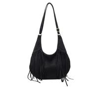 Introti Sac à main en daim synthétique pour femme - Grande capacité - Bandoulière réglable - Pour le travail, les voyages et les voyages, Noir , 7.87*1.97*7.87inch