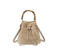 Introti Sac seau en paille pour femme de grande capacité, petit sac à bandoulière léger avec cordon de serrage, sac à main d'été, de plage, pour les vacances, le shopping, les voyages, kaki, 240*240