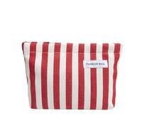 Introti Sacs de rangement élégants multi-usages avec nœud imprimé - Sac à maquillage à rayures colorées - Pour le shopping et les sorties en famille, Rouge, 200x170x50MM, Portable