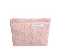 Introti Sacs de rangement élégants multi-usages avec nœud imprimé - Sac à maquillage à rayures colorées - Pour le shopping et les sorties en famille, rose, 200x170x50MM, Portable