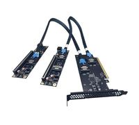 Introti SlimSAS 4.0 PCIe Split Kit complet SFF-8654 8i Adaptateur GPU externe avec deux cartes Riser 2 câbles de 75 cm et un fond de panier PCIe 16X pour double extension de carte graphique
