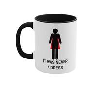 Introti Tasse à café multifonction « It was Never A Dress » de 325 ml, réutilisable, unique, égalité des sexes, cadeau d'anniversaire pour femme, maman, patron (noir 1)