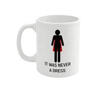 Introti Tasse à café réutilisable avec inscription « It was Never A Dress » de 325 ml - Tasse à café réutilisable unique pour l'égalité des sexes - Cadeau d'anniversaire pour femme, maman, patron