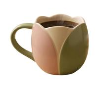 Introti Tasse rétro florale fabriquée à la main en résine vintage décorative multi-usages avec poignées pour bureau et maison (tulipe)