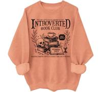 Introverted Book Club Sweat-shirt et sweat à capuche Humour Livre lecture Amateurs Chemises à manches longues, Hami Orange, XL
