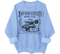 Introverted Book Club Sweat-shirt et sweat à capuche Humour Livre lecture Amateurs Chemises à manches longues, bleu ciel, L