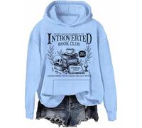 Introverted Book Club Sweat-shirt et sweat à capuche Humour Livre lecture Amateurs Chemises à manches longues, Bleu ciel., XL