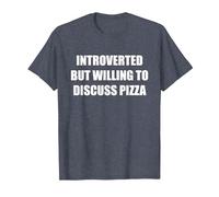 Introverti mais disposé à discuter de Pizza T-Shirt, Homme, Bleu Chiné, 3XL