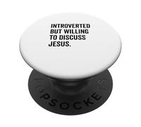 Introverti mais prêt à discuter de Jésus drôle PopSockets PopGrip Adhésif
